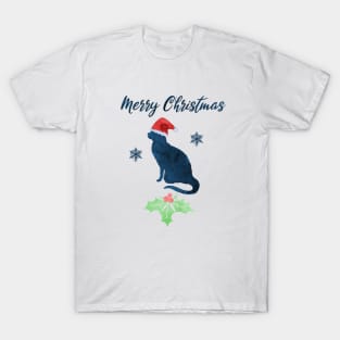 Christmas Cat Art T-Shirt